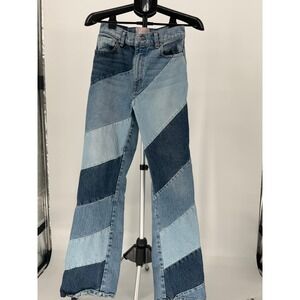 Revice Denim Patchwork Flare Jeans Light Wash Distressed Size 28 Y2K Retro Boho